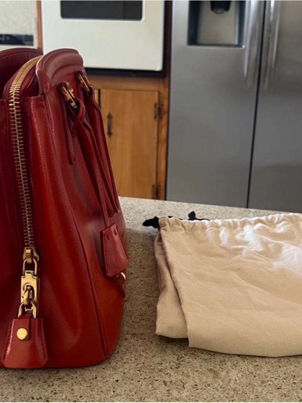 PRICE IS FIRM ! Prada Saffiano Lux Double Handle Satchel - Picture 9 of 16